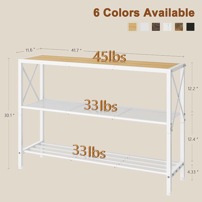 Hoctieon Industrial Console Table, 3 Tier Entryway Tables, Hallway Desk - Image 2