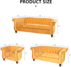 Mid-Century 3 Seater Sofa, Velvet Couch - Image 2