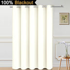 Yakamok Cream 100% Blackout Patio Door Curtain Panels W70 x L84, 1 Panel | - Image 2