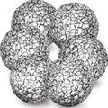6 Pcs Decorative Balls for Bowls,2.4" Black Mosaic Glass Balls by Kepfire