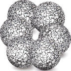 6 Pcs Decorative Balls for Bowls,2.4" Black Mosaic Glass Balls by Kepfire