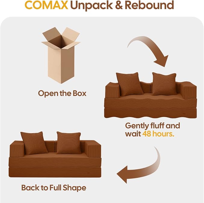 COMAX Futon Sofa Bed, 4‑in‑1 Convertible Sofa Bed, Folding Boneless Couches - Image 6