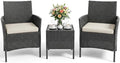 3PCS Outdoor Patio Bistro Set, PE Rattan Wicker Armchairs by Garvee