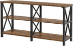 LVB Wood Console Table, Rustic 3 Tier Sofa Table Behind Couch, Industrial Metal - Image 8
