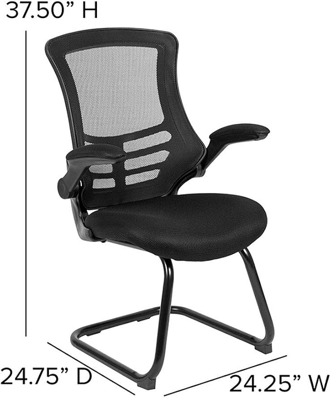 Flash Furniture Kelista Black Mesh Sled Base Side Reception Chair - Image 3