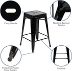 Flash Furniture Lily 24" High Metal Counter-Height, Indoor Bar Stool in Black - Image 6