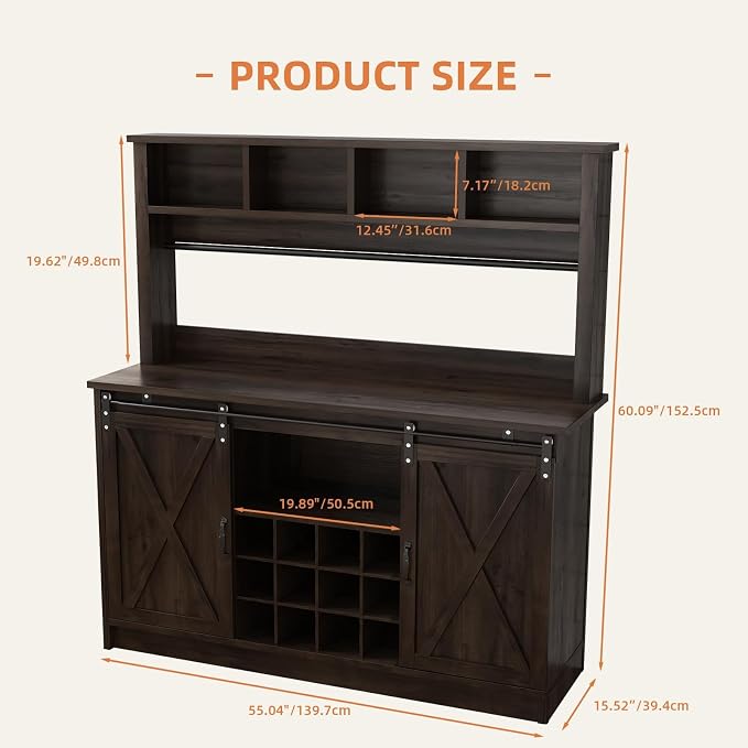 4ever2buy Farmhouse Coffee Bar Cabinet - Image 2