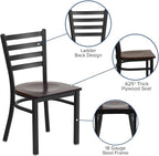 Flash Furniture 2 Pack HERCULES Series Black Ladder Back Metal Restaurant Chair - Image 7