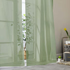 Sage Green Sheer Curtains for Bedroom Living Room 96 Inches Long 2 Panels - Image 9