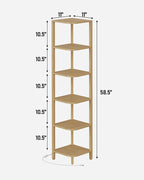 TUTOTAK Corner Shelf with LED Light, 6-Tier Corner Bookshelf - Image 2