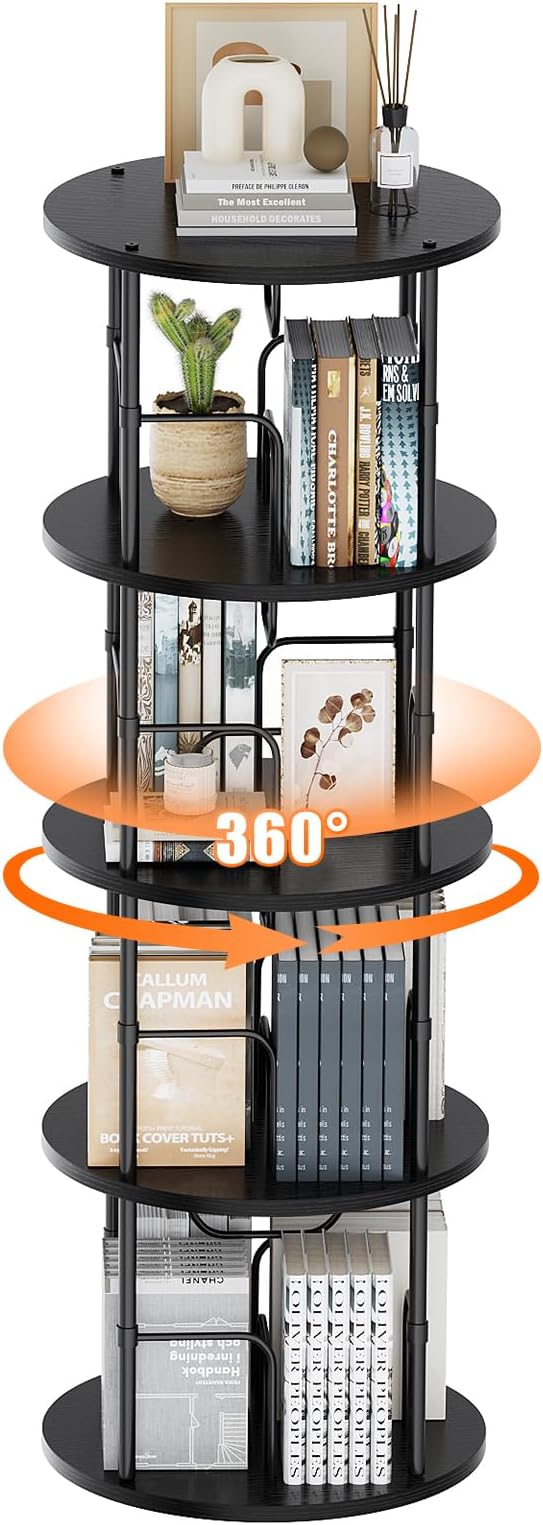 ALLSTAND Rotating Bookshelf, 4 Tier Spinning Bookshelf Tower, 360° Display - Image 8