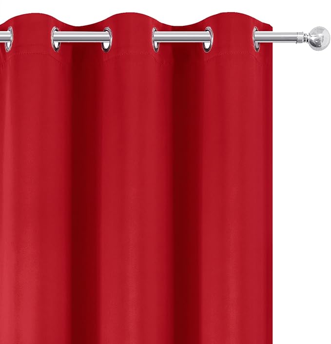 Blackout Curtains 52 x 90 Inch Long Bright Red Curtains Set of 2 Panels Room - Image 6
