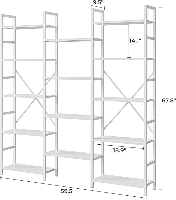 SUPERJARE Triple Bookshelf, Bookcase - Image 3