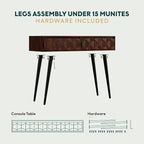 Bme Console Modern Mid-Century 2 Drawers, Unique Geometric Design Sofa Table - Image 6