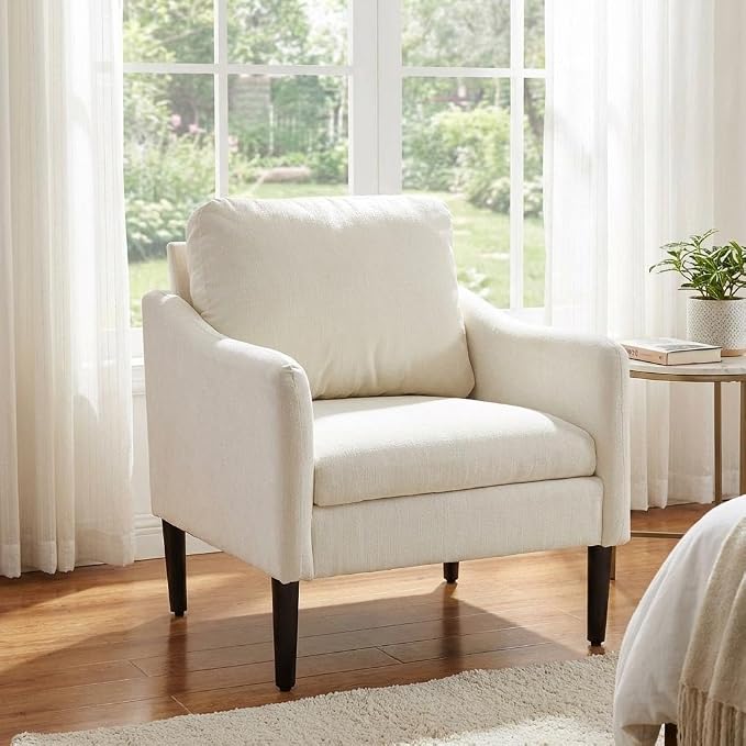 Mid Century Modern Accent Chair, Chenille Fabric Armchair by Unknown