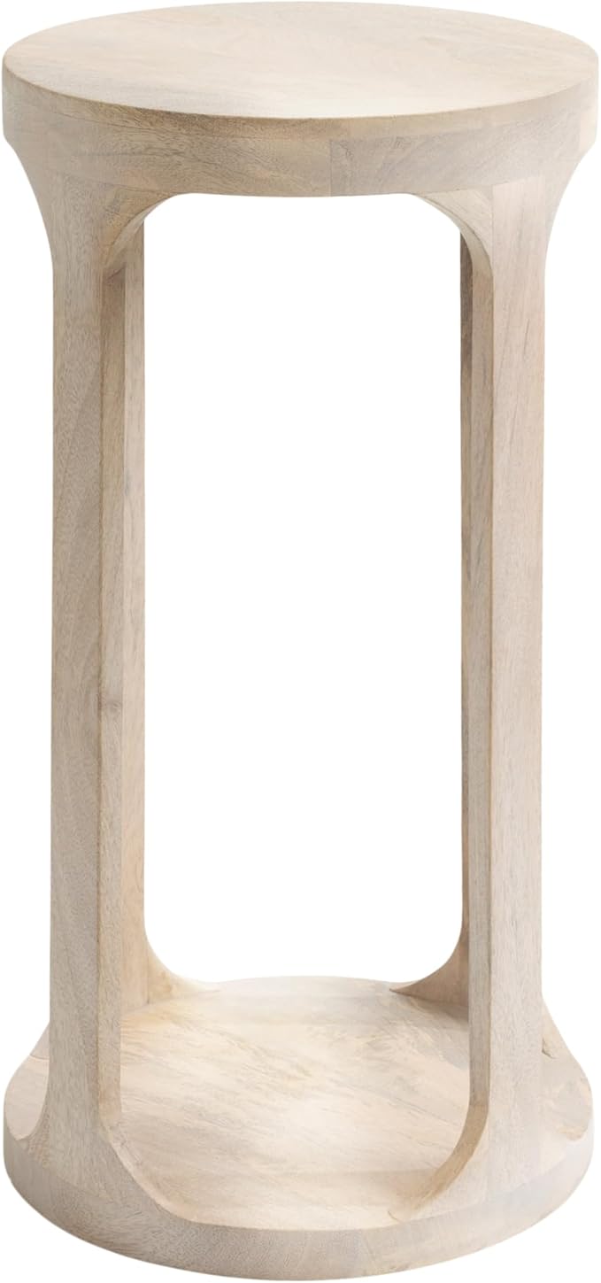 Kate and Laurel Dahl Wooden Round Drink Table; 12 x 23; Whitewash; Transitional - Image 8