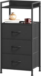 Somdot Nightstand with 3 Drawers, Dresser with Fabric Bins by Somdot