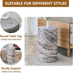 Round End Table Living Room Table, Faux Marble Sofa Couch Side Table, Bedside - Image 6
