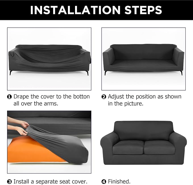 HunnmingRe Sofa Covers for 3 Cushion Couch Stretch Sofa and Loveseat Covers Set - Image 3