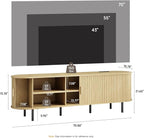 70.8" TV Stand with Power Outlet, Mid-Century Modern Television Stand, Fluted - Image 2