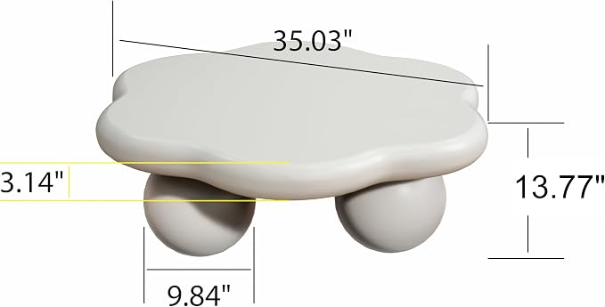 35.03" Cloud Coffee Table for Living Room Unique Coffee Table Modern Low Coffee - Image 2