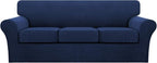 Turquoize 4 Piece Sofa Covers for 3 Cushion Couch Sofa Slipcover Soft Couch by Turquoize