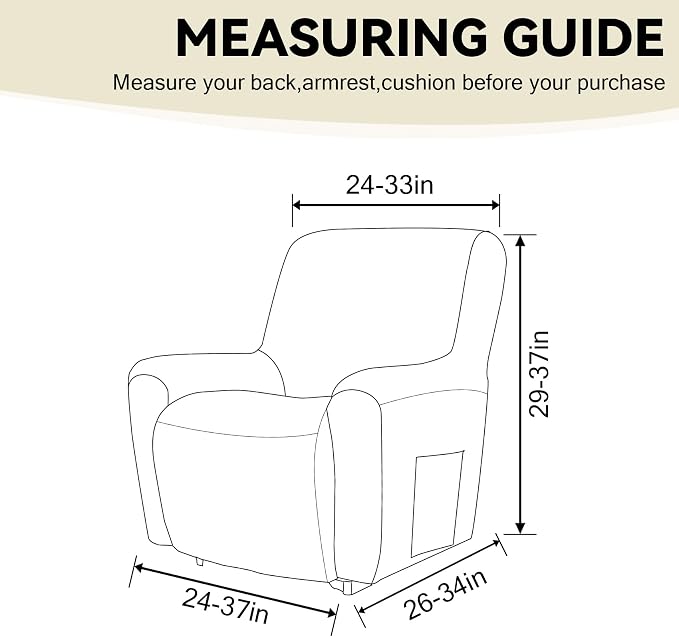 Cupuamon Recliner Chair Covers, Lazy Boy Recliner Covers Stretch Reclining - Image 2