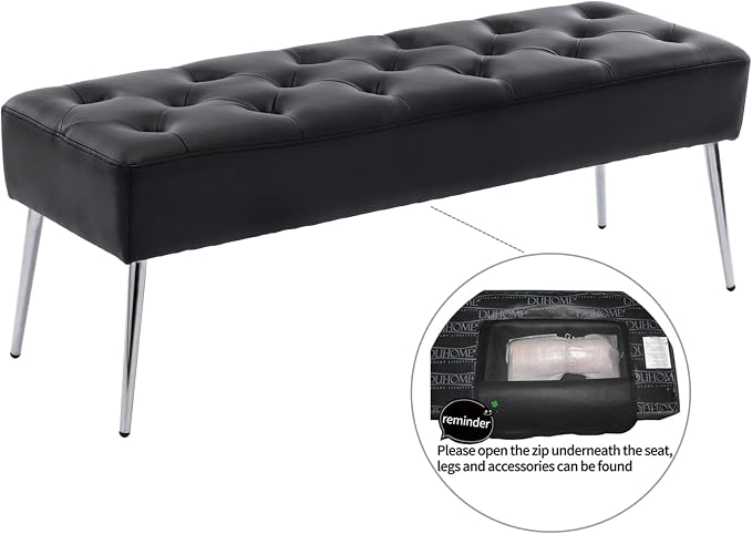 DUHOME Button-Tufted Ottoman Bench, Upholstered Bedroom Benches Footrest Stool - Image 6