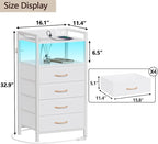 Furnulem White Nightstand with Charging Station, Night Stand Side Table with - Image 3