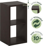 Furinno CUBICLE Book Shelf, 2-Cube Bookshelf, Extra Thick Frame Horizontally & - Image 8