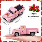 5.7In Pink Strawberry Vintage Truck with 6 Resin Strawberries - Image 3