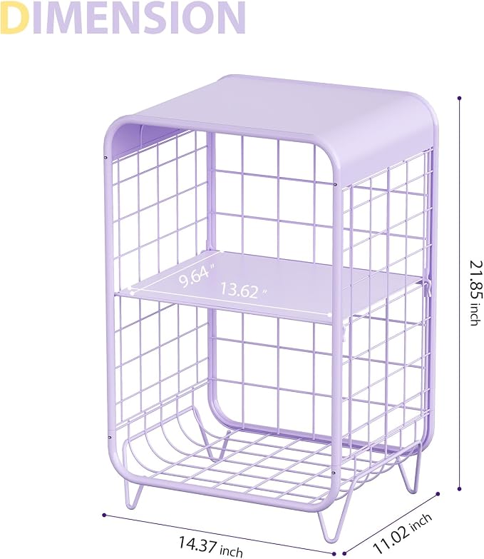 APEXCHASER Cute Kids Nightstand, Metal Side Table, 3 Tier End Table - Image 3