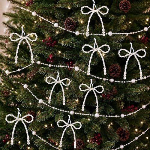 DIYDEC 25PCS Preal 4.5IN Christmas Bow Ornaments String Garland Decor - Image 5