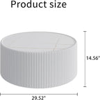 White Marble Round Coffee Table, 29.52" Fluted Coffee Table - Image 2