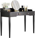 Space-Saving Black Wood Makeup Vanity Desk – Modern Computer Table - Image 3