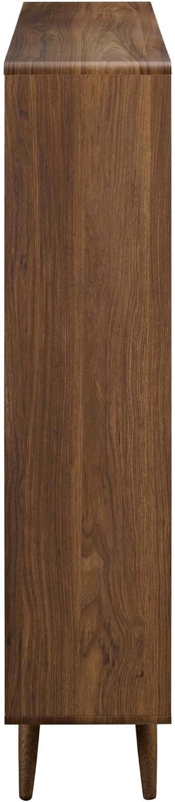 Modway Transmit Mid-Century Offset Cube Wood 7 tier Bookcase in Walnut - Image 3