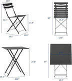 GarveeLife 3 Piece Patio Bistro Set, Folding Patio Bistro Table and Chairs Set - Image 8