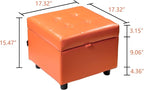H&B Luxuries Tufted Leather Square Flip Top Storage Ottoman Cube Foot Rest - Image 3