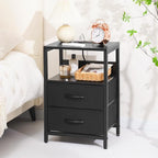 Yoobure Nightstand with Charging Station, Small Night Stand with Fabric Drawers - Image 7