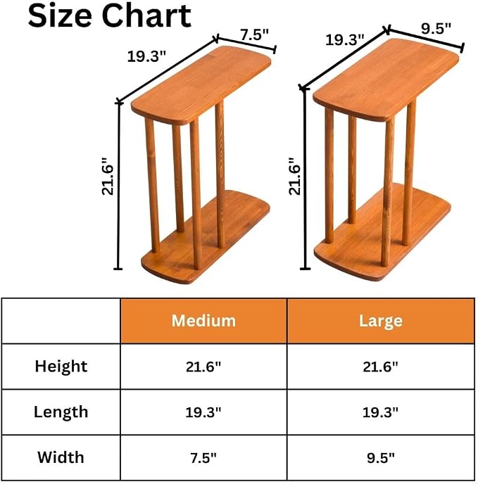 C-Shaped Solid Wood End Table, Side Table - Image 2