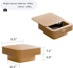 Square Coffee Table for Living Room, Fluted Drum Accent Tea Center Table - Image 2