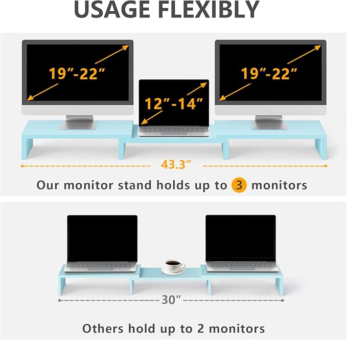 TAVR Dual Monitor Stand Riser Office Desktop Organizer Stand - Image 5