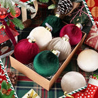 51 Pcs Christmas Velvet Ornaments 15 Pcs Christmas Tree Decor Balls 3.14" 36 Pcs Velvet Vintage Ribbon Bows 5/8" Wide 6 * 8" for Xmas Tree Hanging Decorations Home Indoor Decor (Four Colors) - Image 4
