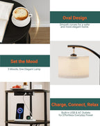 Round Side Table with Lamp and USB Ports, 3-Tier Small End Table - Image 5