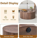 Round Coffee Table, 23.6" Modern Wood Drum Coffee Table, Round Accent Center - Image 4