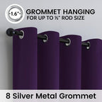 SimpleHome Purple 100% Blackout Curtains Room Darkening Living Room 84 Inch | - Image 6