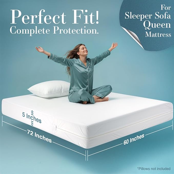 Utopia Bedding Mattress Protector Zippered Sleeper Sofa Queen Size, 100% - Image 2