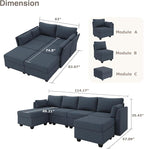 Huatean Home 114.17" Modular Sectional Sofa, 6 Seat Modular Couch - Image 2