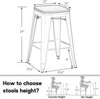HAOBO Home 24" Backless Metal Counter Stool Height Bar Stools - Image 2