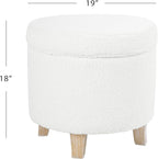 HomePop Round Transitional Faux Sheepskin Fabric Storage Ottoman|Homepop Home - Image 3